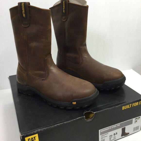Caterpillar Work Boots Mens 8.5 M Summer Brown Drawbar Pull-On Steel Toe P91155 - Picture 1 of 10